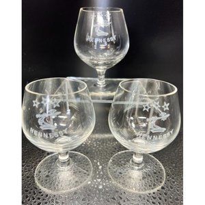 Hennessy Cordial Glasses Set of 3 Unused 3.75"  Bar Serving Father's Day Gift